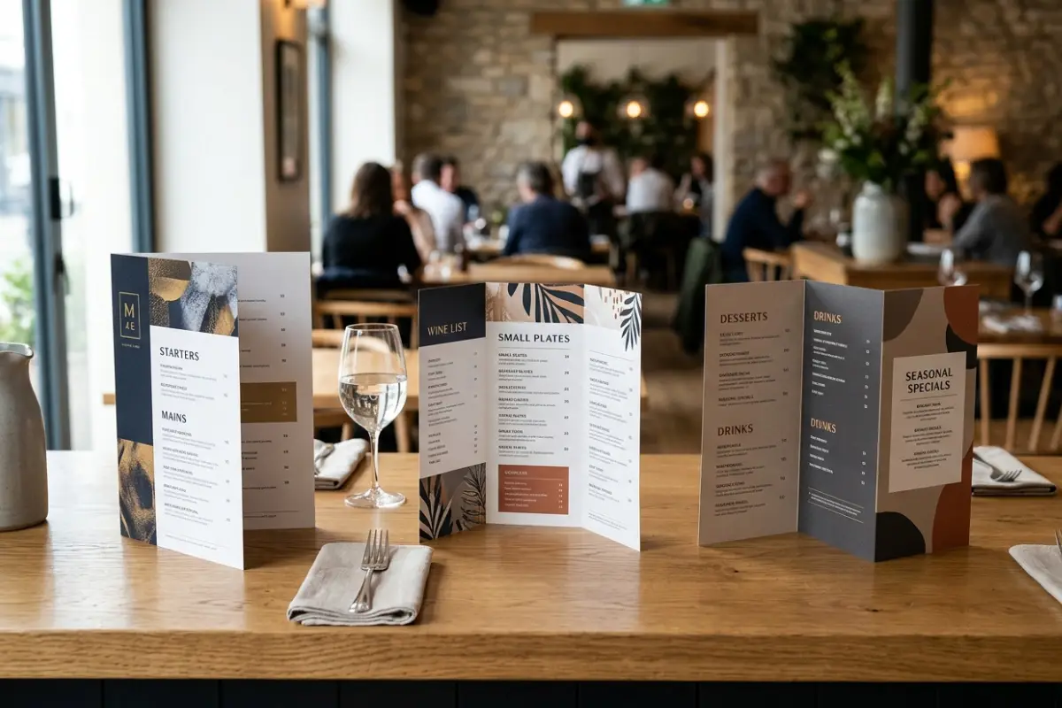 Folded restaurant menu printing London