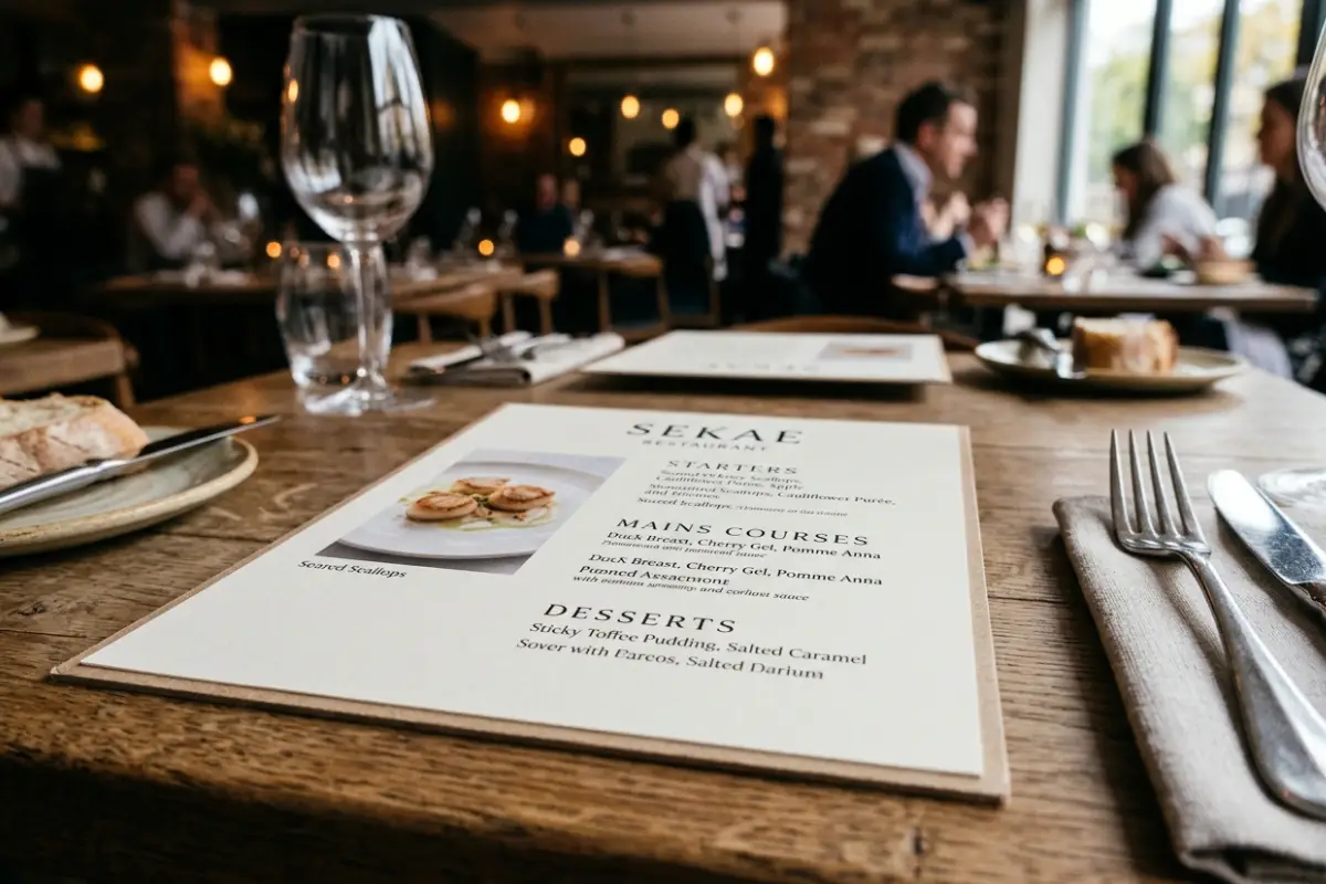 Laminated menu printing for restaurants in London